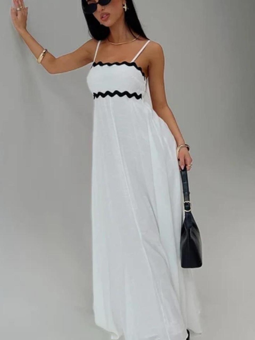 Princess Polly White Maxi Dress with Black Trim - Women's Summer Dress